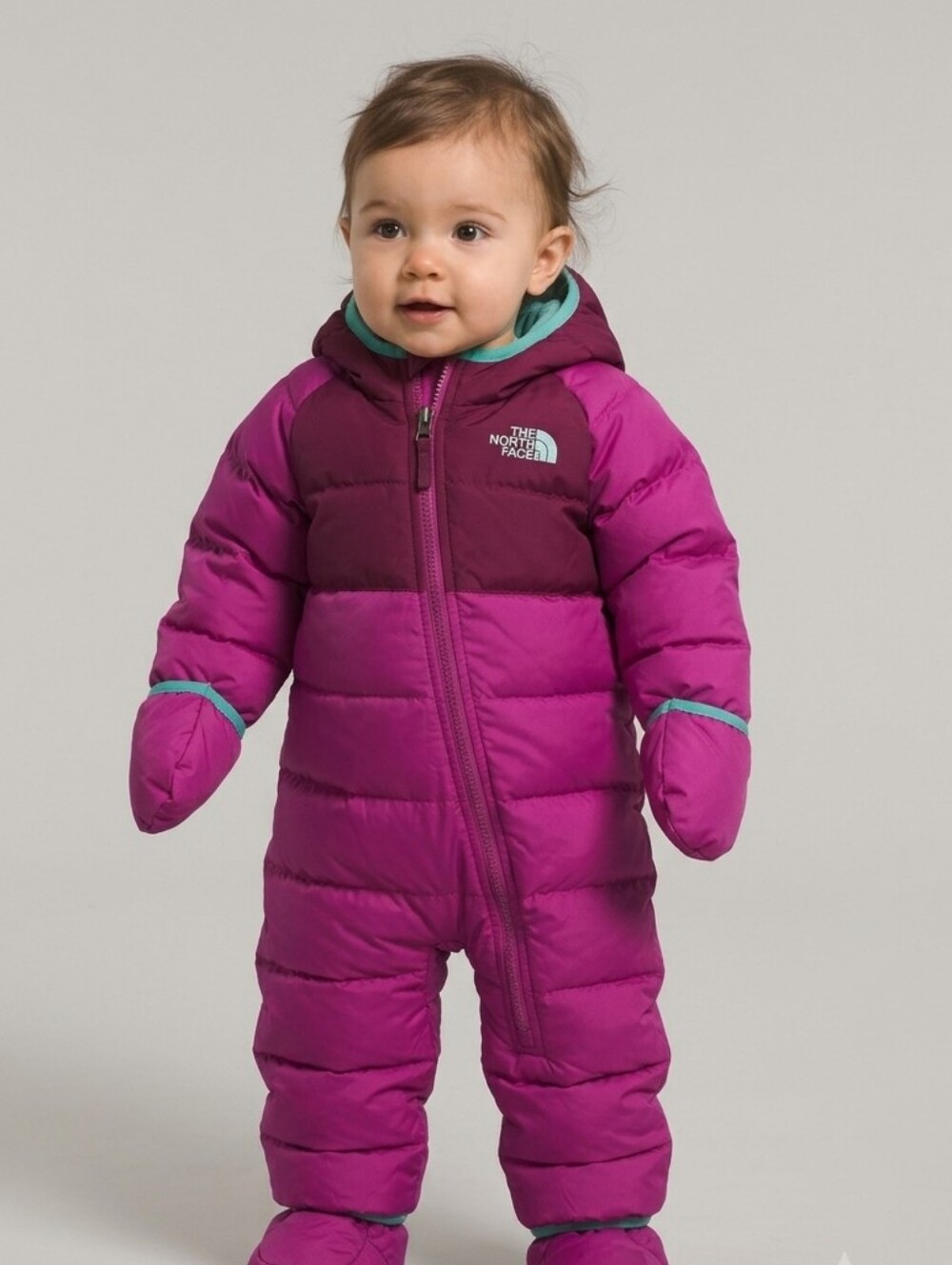 The North Face Kids Pink & Magenta Insulated One-Piece Snowsuit